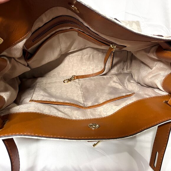 MICHAEL KORS Hamilton Large Saffiano Leather Logo Satchel - White Coated Canvas - Picture 13 of 15